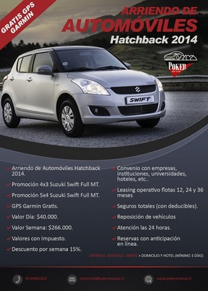 Arriendo de Automóviles Suzuki Swift  en Santiago, Metropolitana