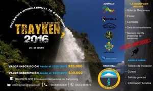 Encuentro internacional de Canyoning Trayken 2016 en Alto Bio Bio, Bio Bio